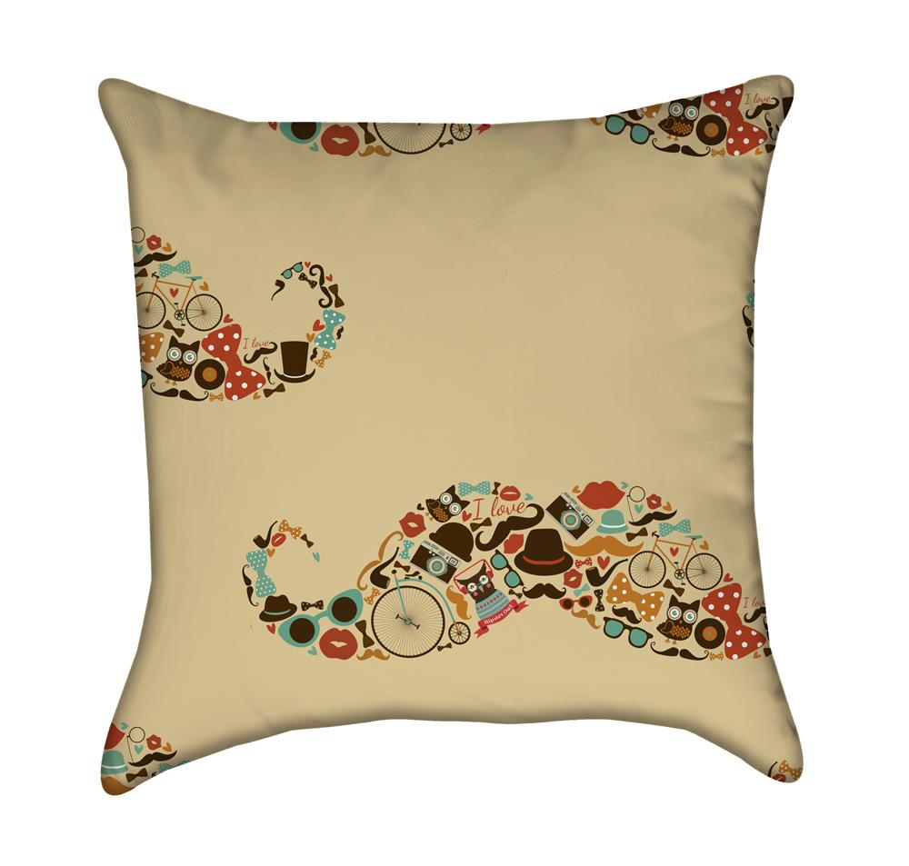 Hipster Mustache Collage Art Throw Pillow