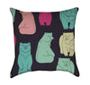 Colorful Retro Bears on Expresso Throw Pillow