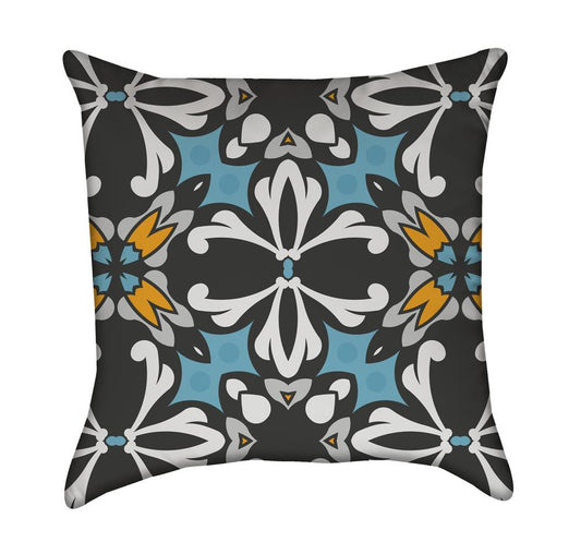 Turquoise and Mustard Moroccan Tile Throw Pillow