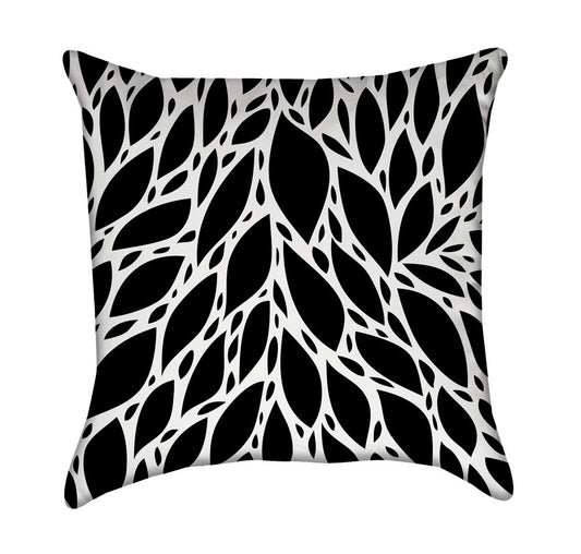 Abstract Black and White Harvest Leaves Throw Pillow