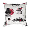 Japanese Temple Red Black and White Geisha Themed Throw Pillow