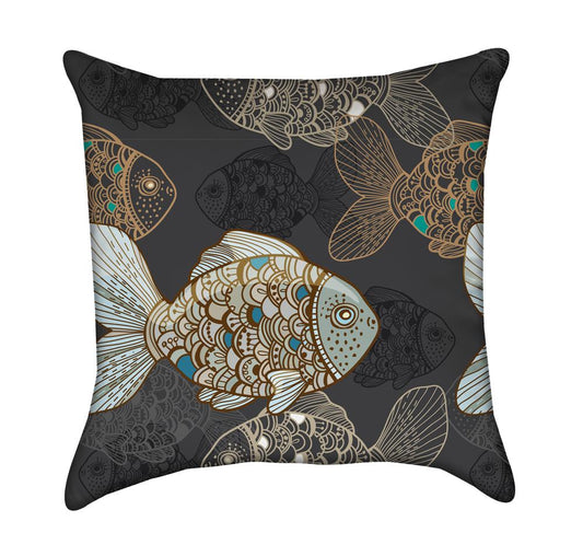 Fancy Moss Evergreen Fish Throw Pillow