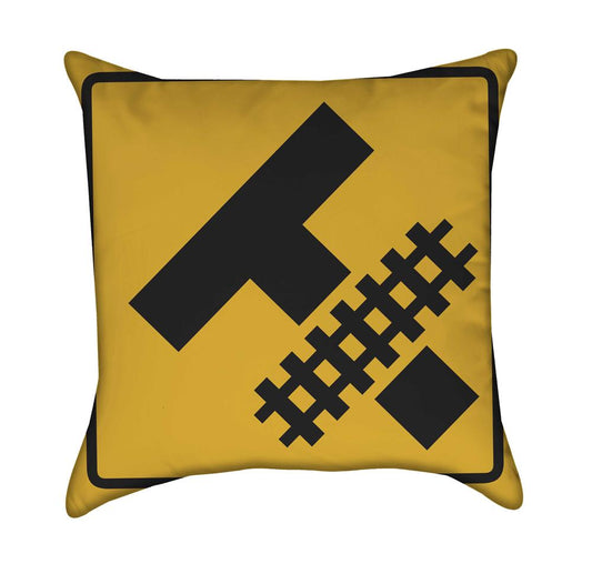 Train Crossing Plaform Yellow Throw Pillow