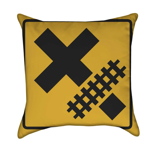 Train Crossing Plaform Yellow Throw Pillow