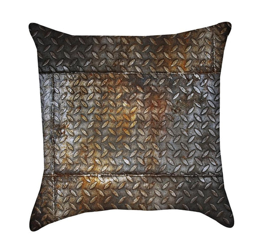 Grunge Diamond Plate Construction Throw Pillow