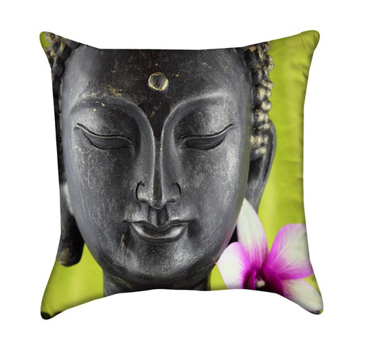 Buddha Face Lime Green Zen Spa Throw Pillow