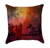 Grunge Rust Red and Orange Asian Silhouetted Landscape Throw Pillow