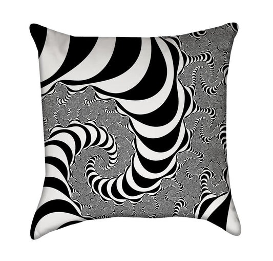 Black and White Mandelbrot Op Art Warp Throw Pillow