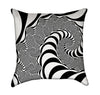Black and White Mandelbrot Op Art Warp Throw Pillow - Back View