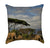 Sunny African Scene with Elephants Grazing by Mount Kilimanjaro Throw Pillow