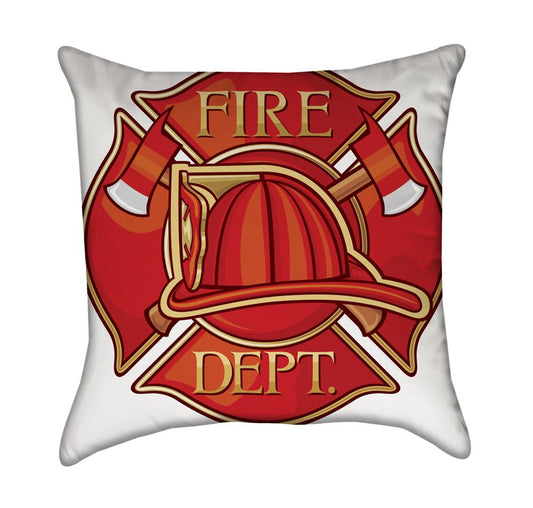 Red Fire Engine Helmet Throw Pillow