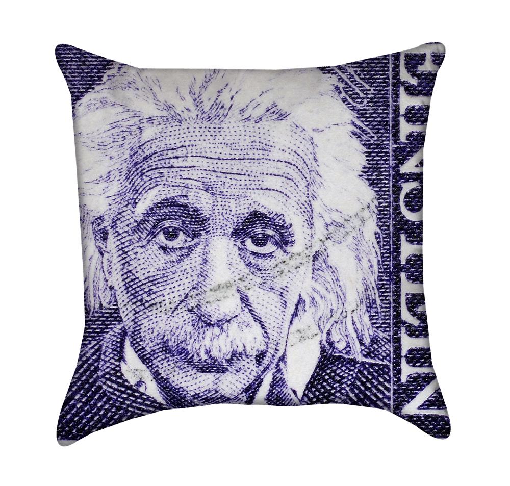 Blue Albert Einstein Stamp Throw Pillow