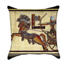Egyptian Papyrus Chariot Black and Beige Throw Pillow