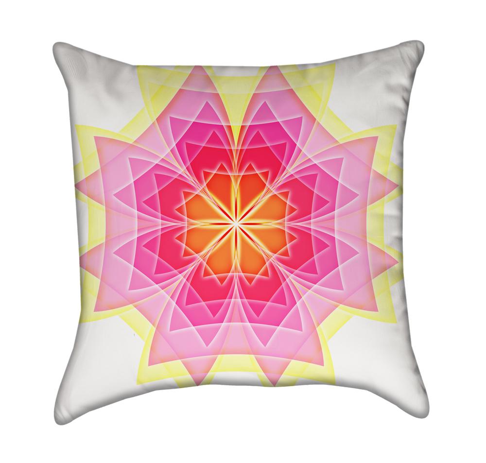 Pink and Yellow Mandala Throw Pillow