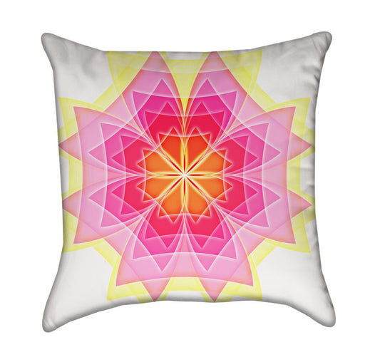 Pink and Yellow Mandala Throw Pillow