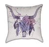 Watercolor Longhorn Dreamcatcher Blue and Purple Throw Pillow