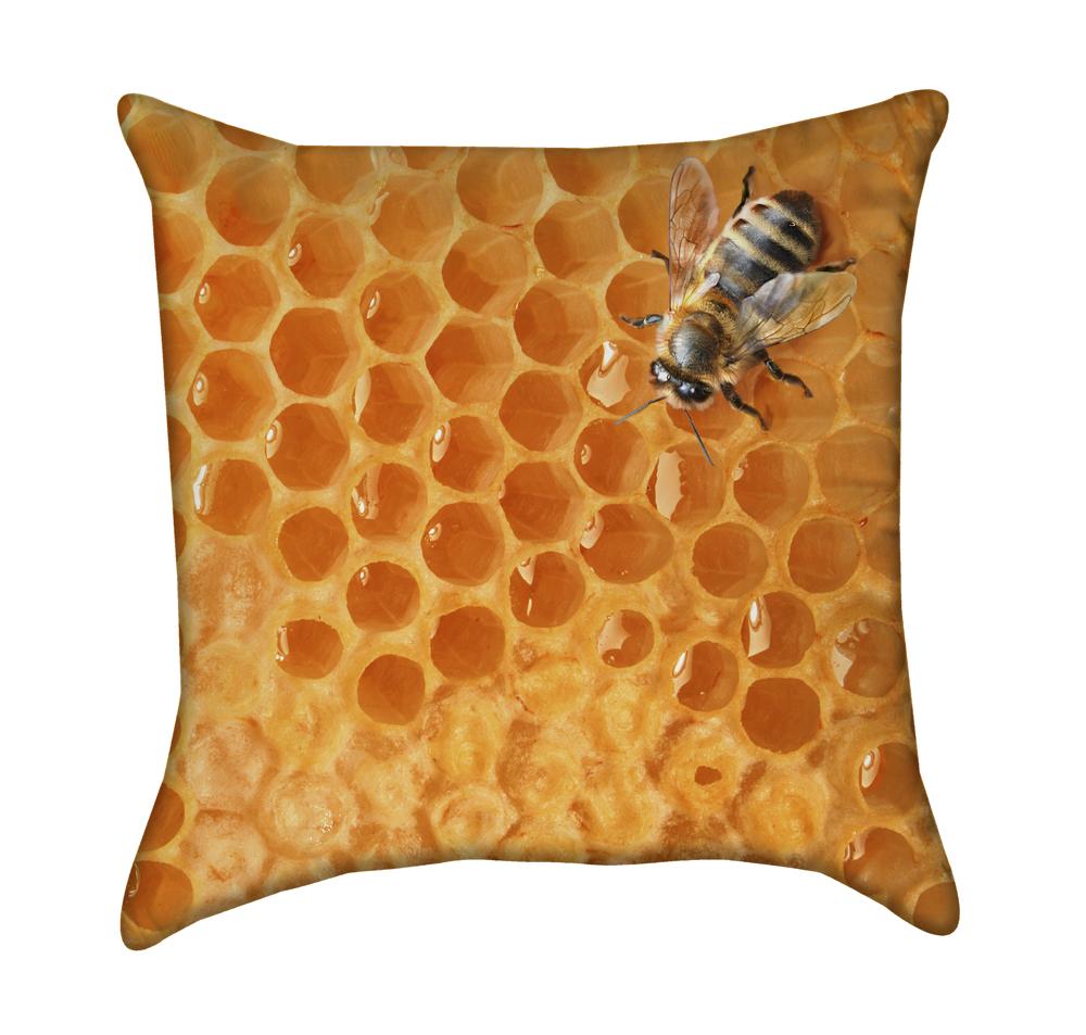 Honey Comb Honey Bee Yellow Throw Pillow