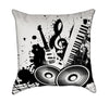 Black and White Guitar and Keyboard Music Throw Pillow